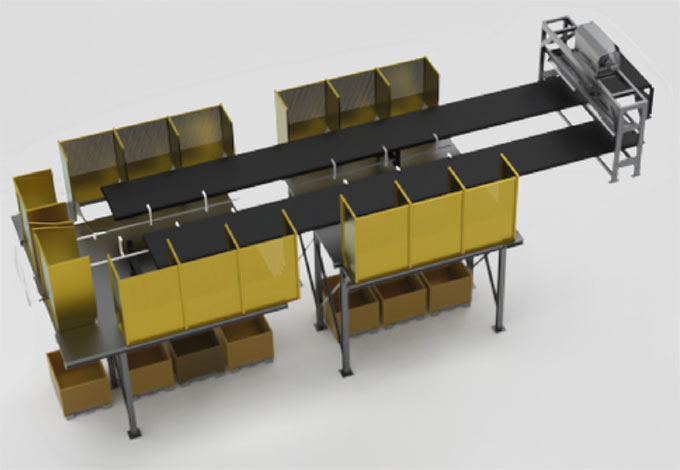Linea completa smistamento tessile